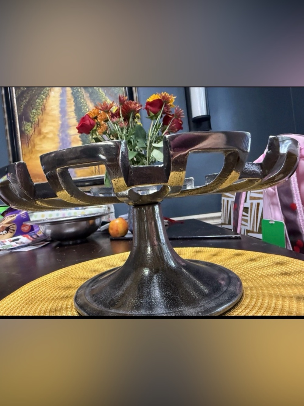 (NEW) Modern Home  12” Decorative Silver Cake Plate / Contemporary Wedding